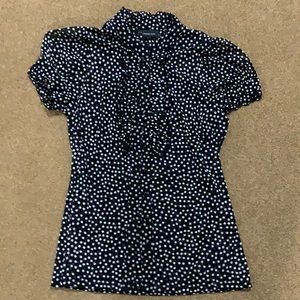 I.N.C. Black top with white polka dots, L